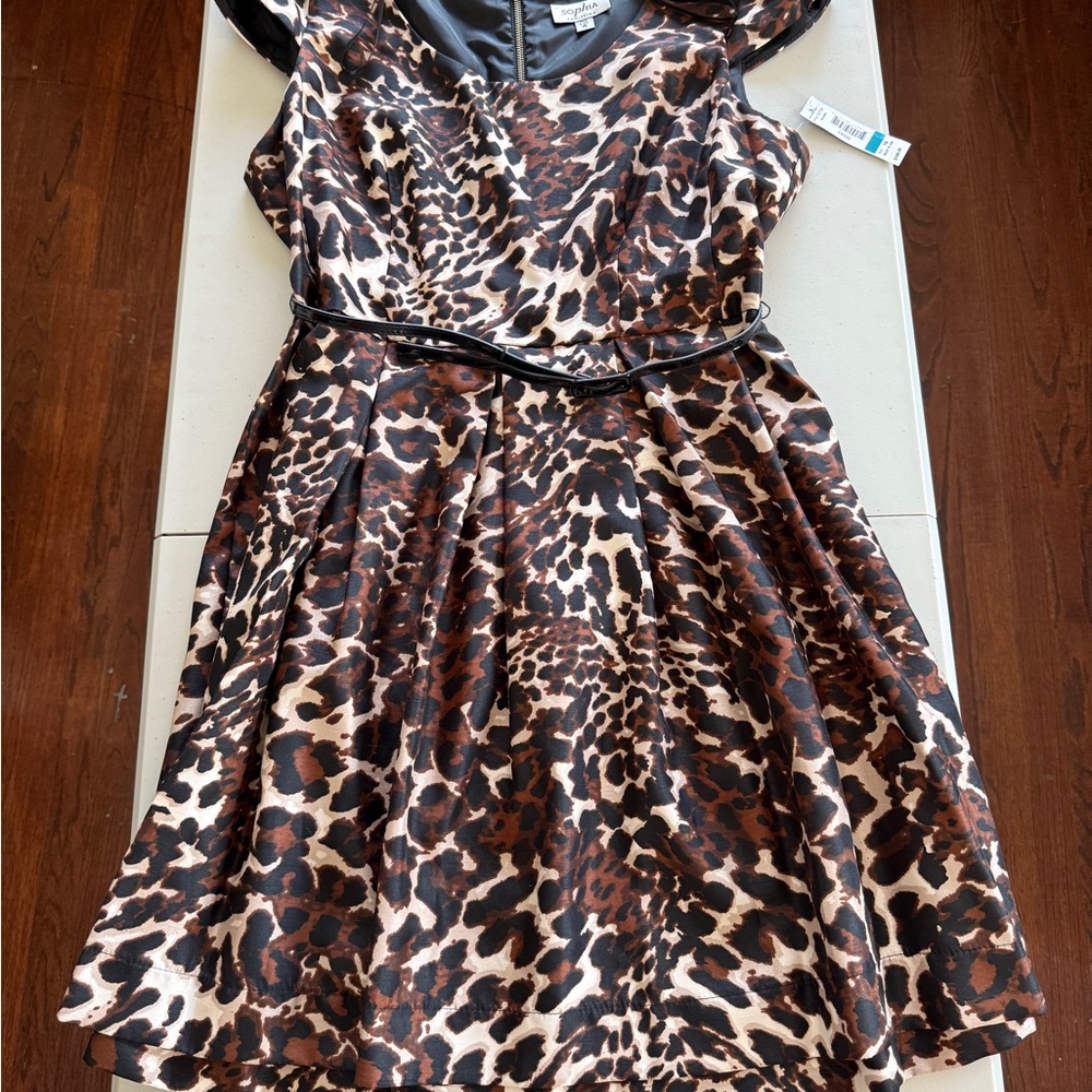Leopard Print Dress with Black Belt Sophia Christina